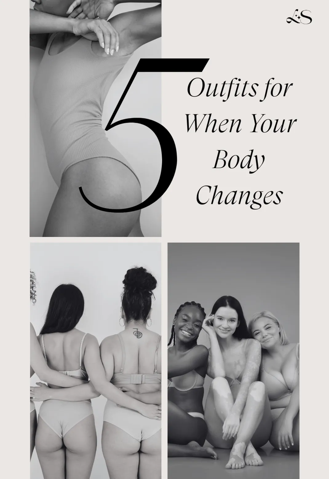 Diverse women embracing body changes in minimal outfits