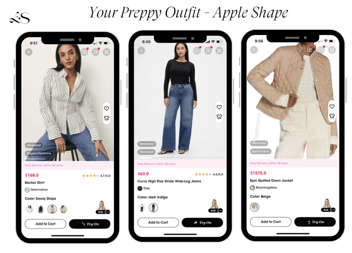 Preppy outfit ideas for apple body type