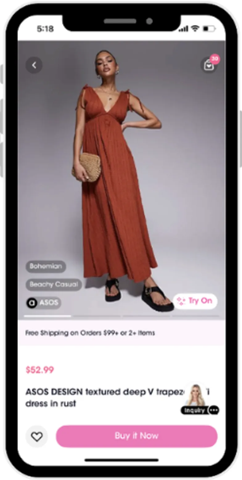Rust red boho maxi dress with deep V-neck