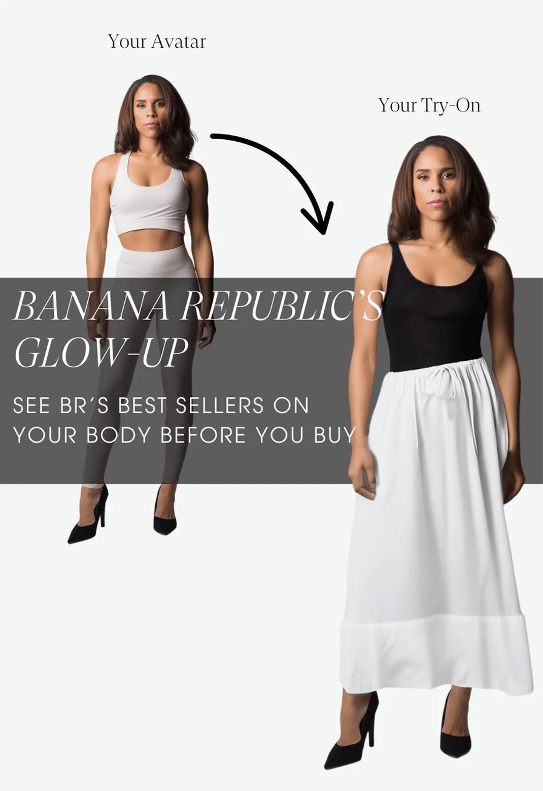Virtual try-on of Banana Republic best-selling dress on avatar