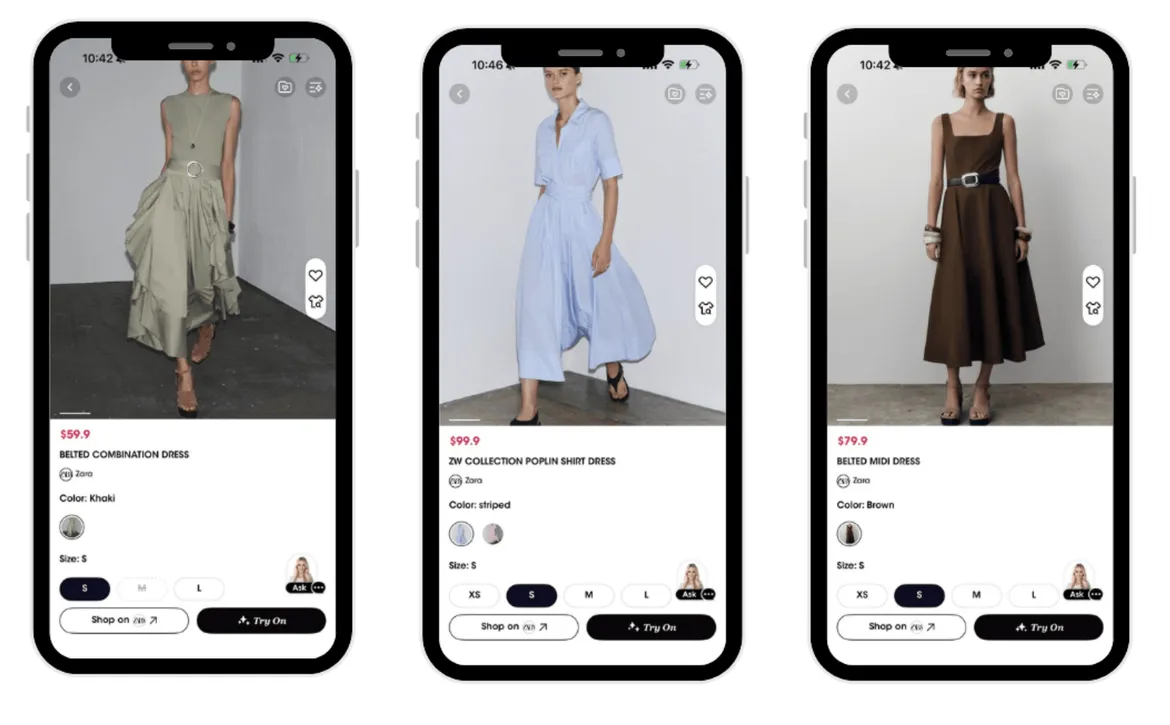 Belted dresses in khaki, blue, and brown for autumn