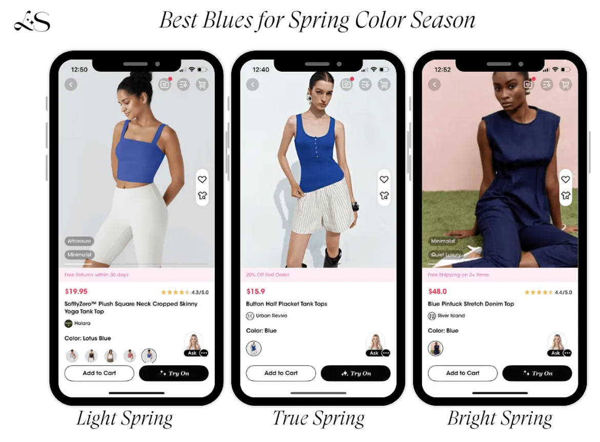 Best blues for Spring color season by subtype