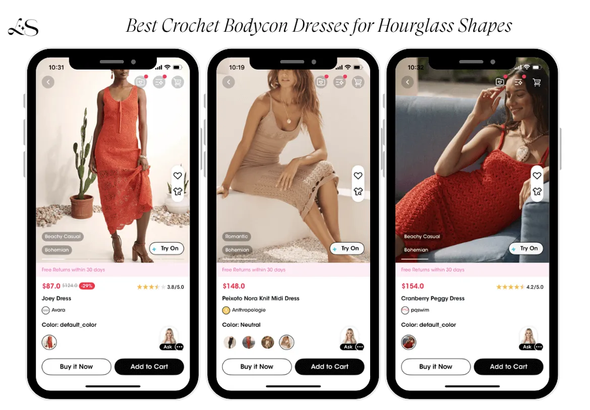 Crochet bodycon dresses for hourglass shapes