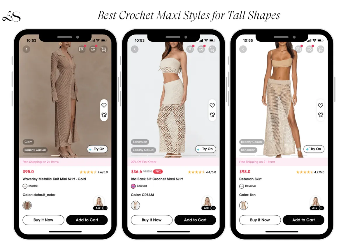 Crochet maxi skirts for tall body shapes