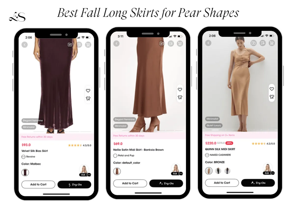Elegant long skirts for pear-shaped women fall season