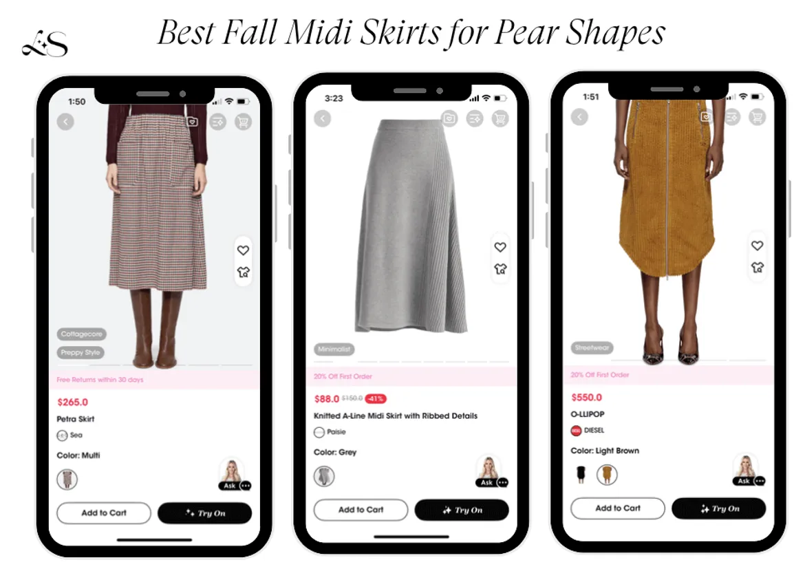 Top midi skirts for pear shaped women this fall