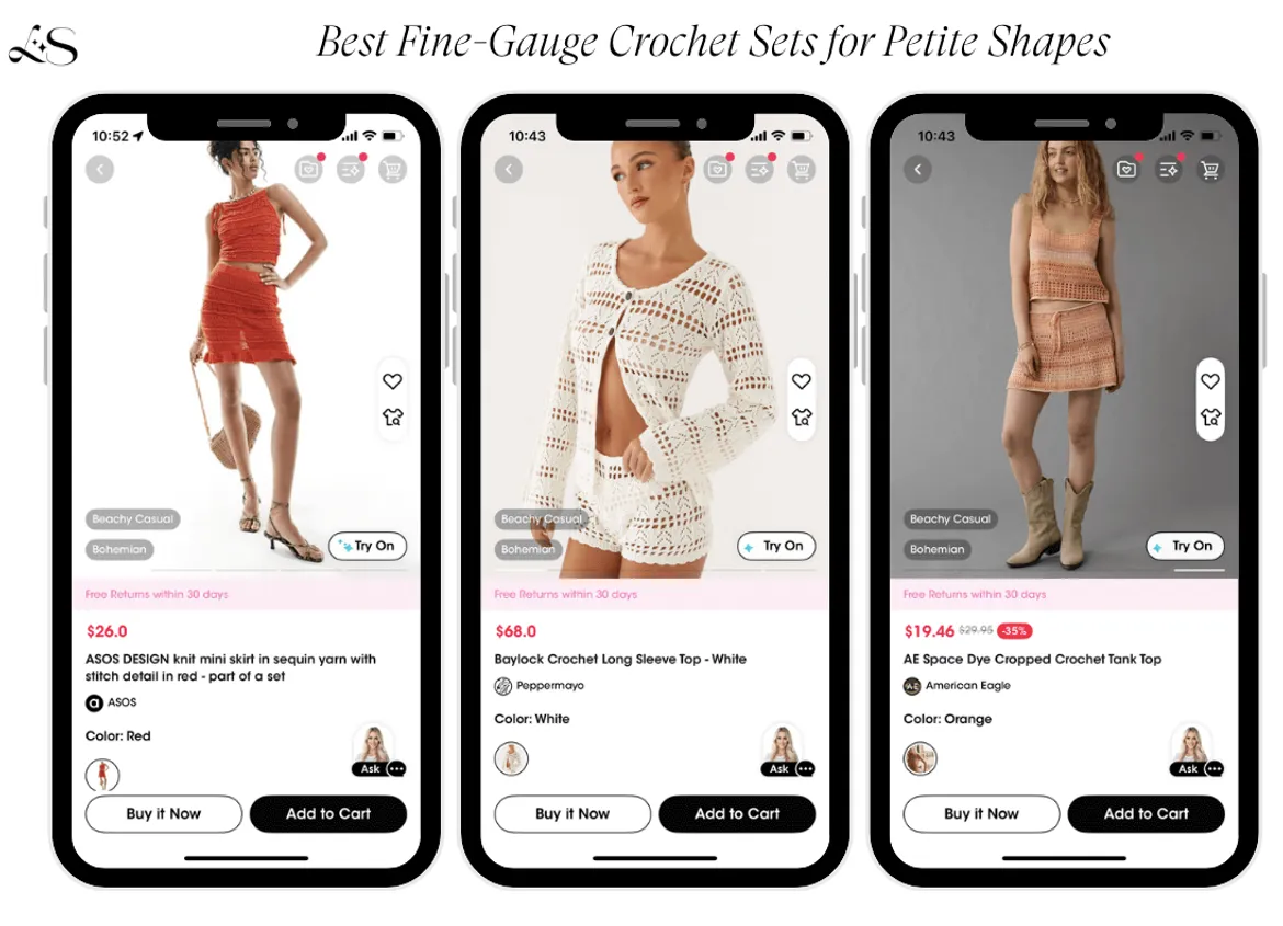 Fine-gauge crochet sets for petite body shapes