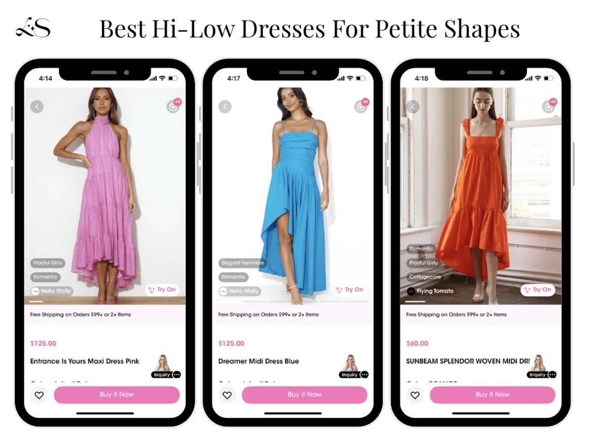 Hi-low dresses for petite body shape 2025