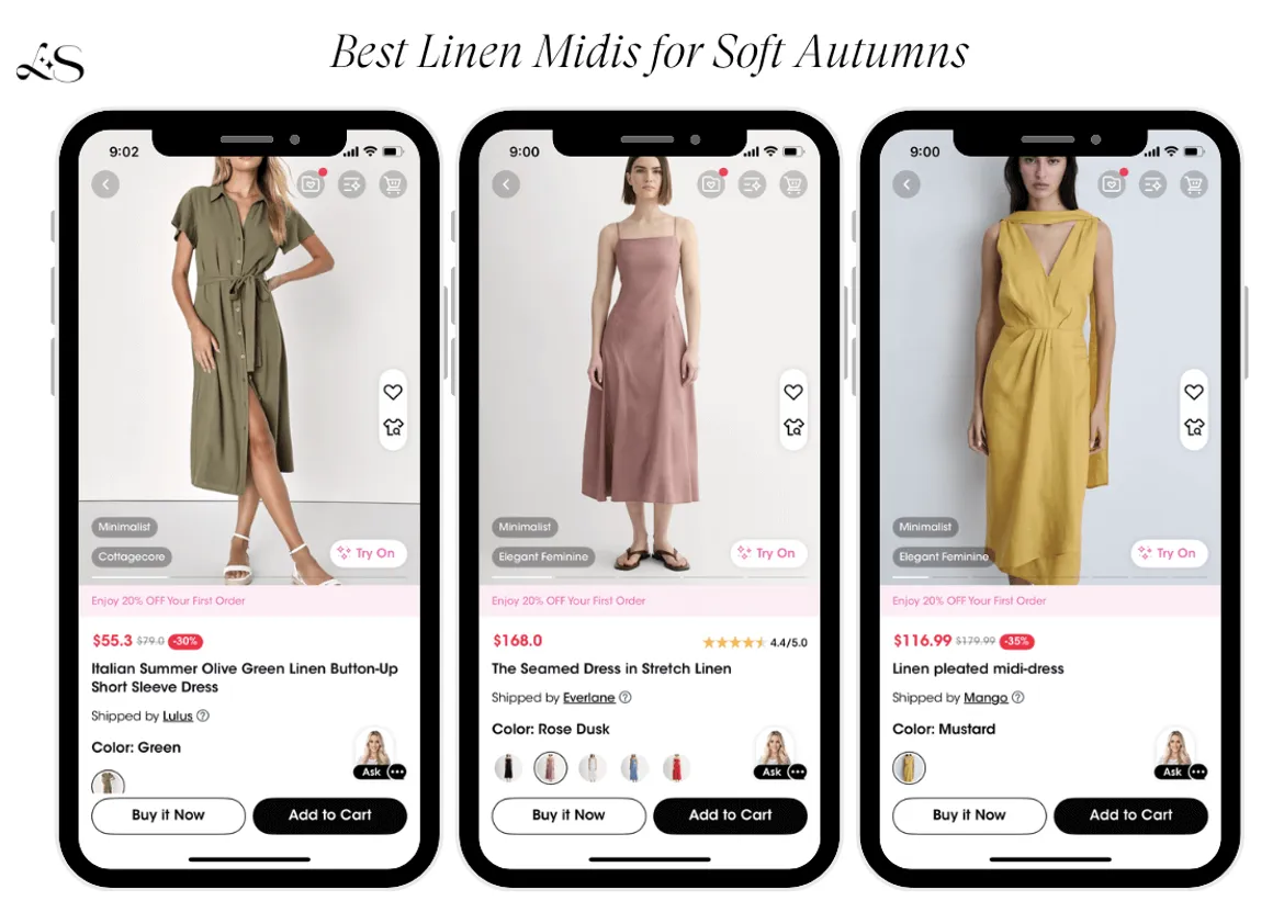 Linen midi dresses for Soft Autumns