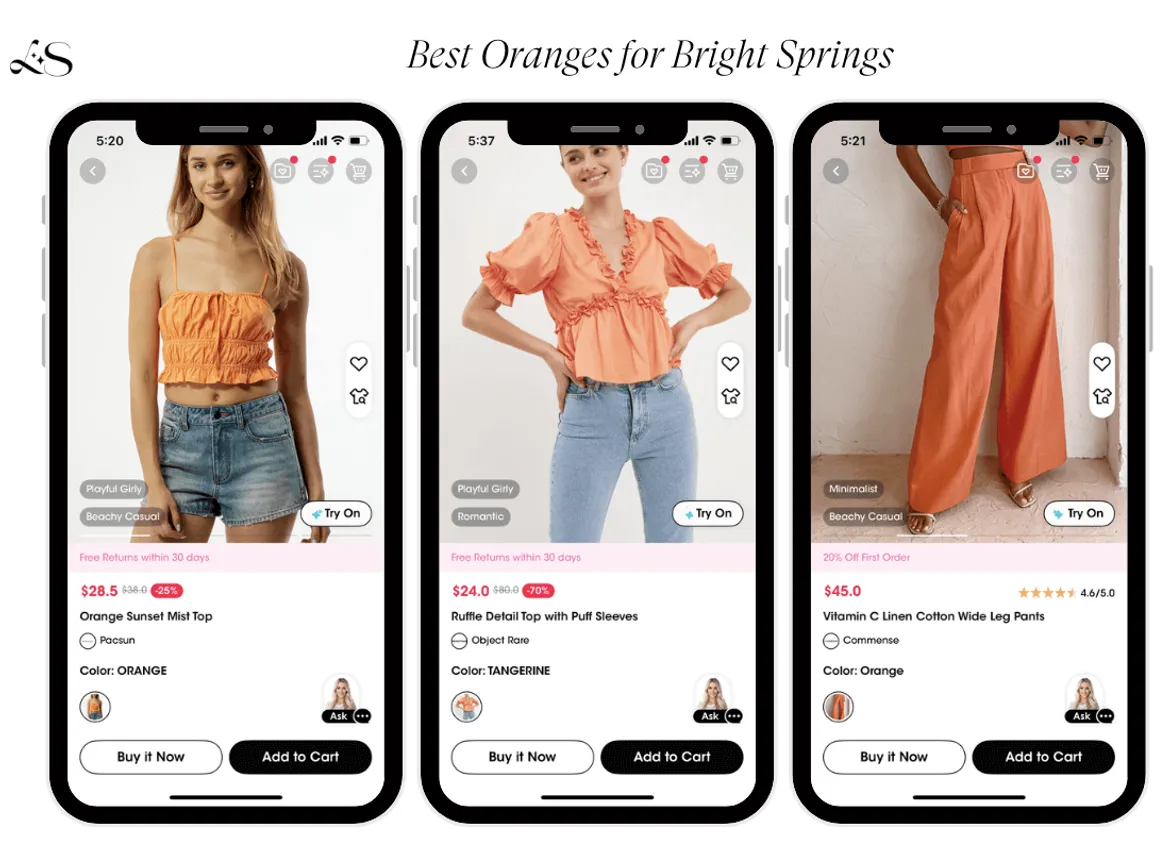Best orange outfits for bright spring color season