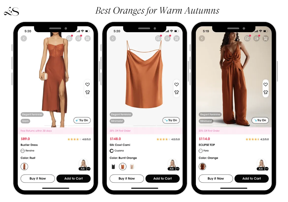 Best orange outfits for warm autumn color season