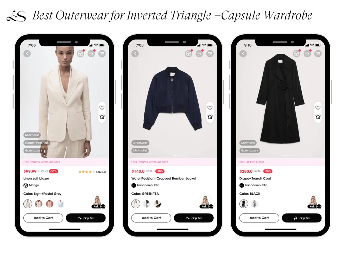 Best Outerwear for Inverted Triangle Capsule Wardrobe