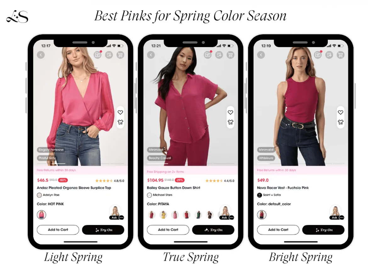 Best pinks for Light, True, and Bright Spring color types