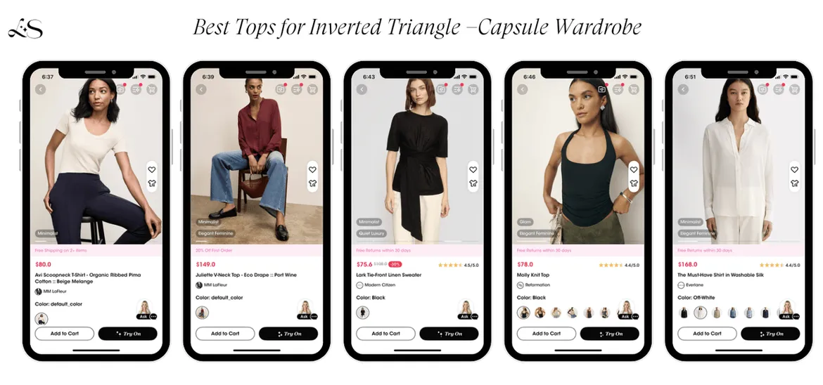 Best Tops for Inverted Triangle Capsule Wardrobe with Try-On Previews