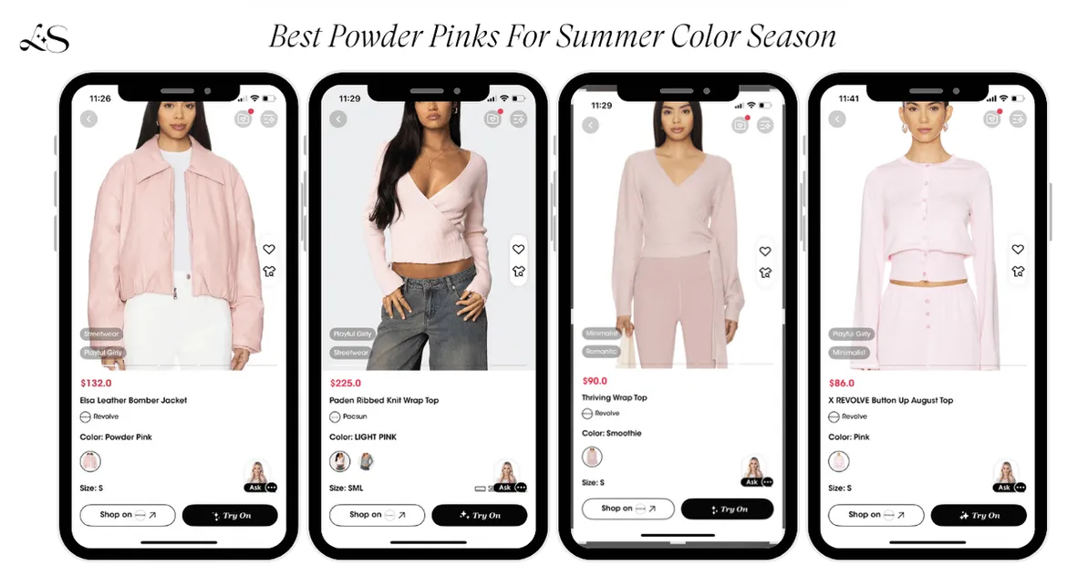 Best powder pinks for summer color season. Perfect light pink shades for warmer months.