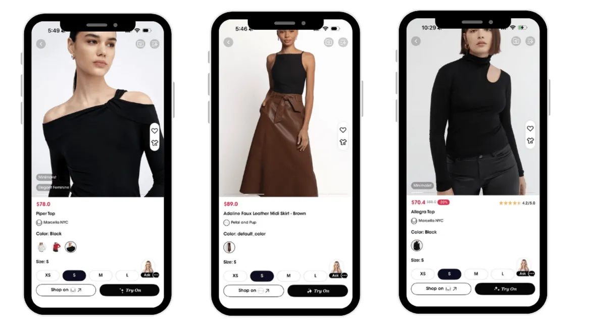 Black tops and faux leather skirts in fall neutral tones