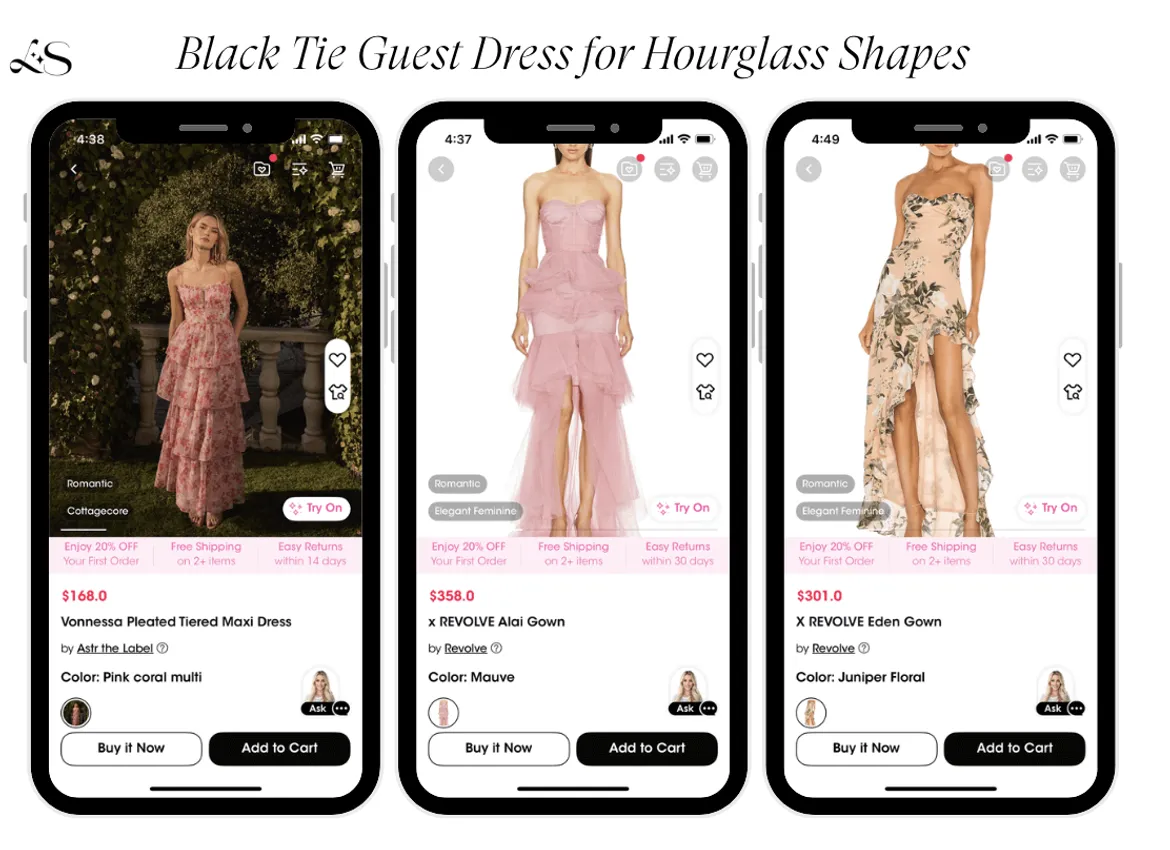 Black tie wedding guest dresses for hourglass shape 2025