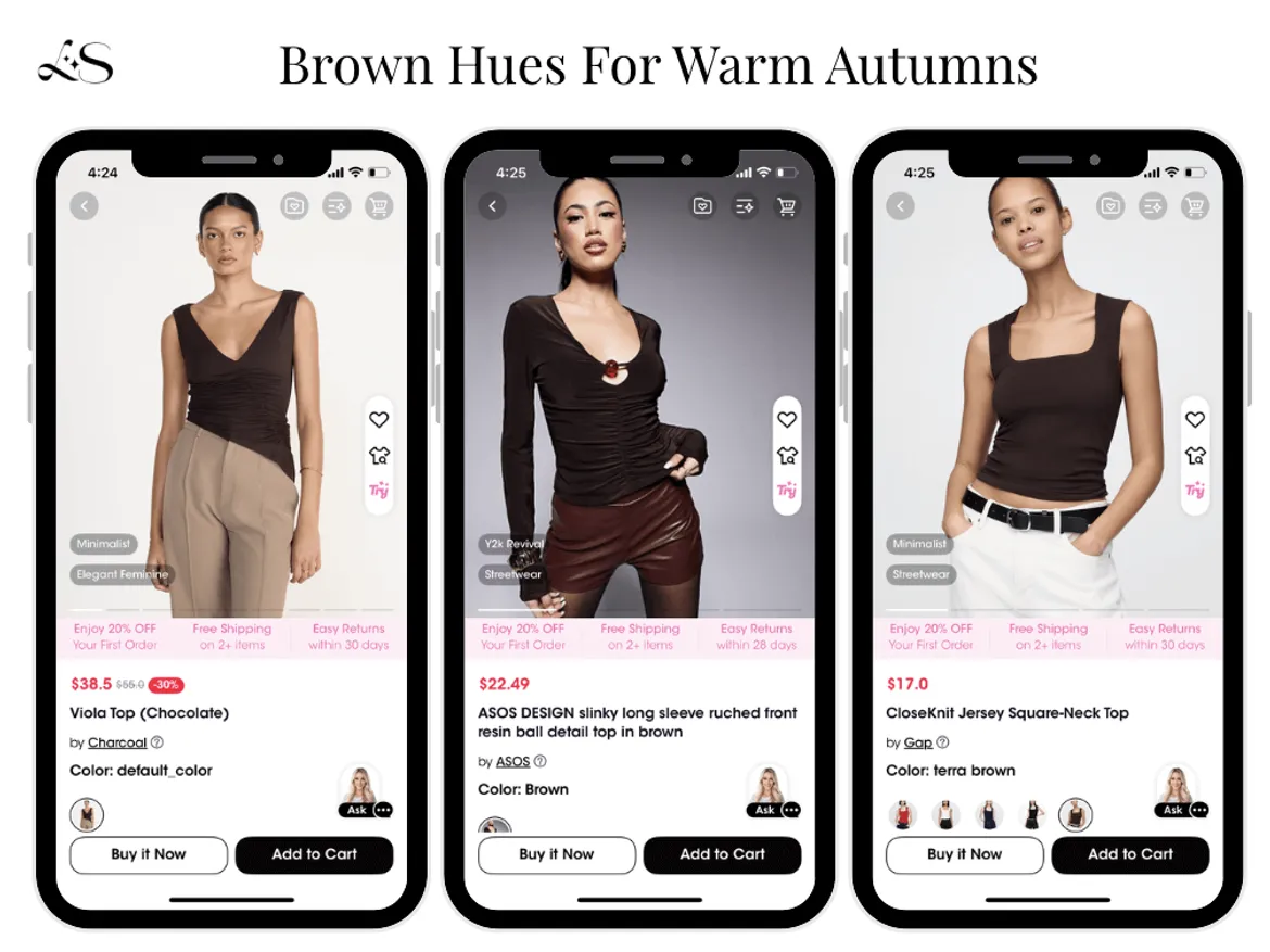 Brown tops for warm autumn color season