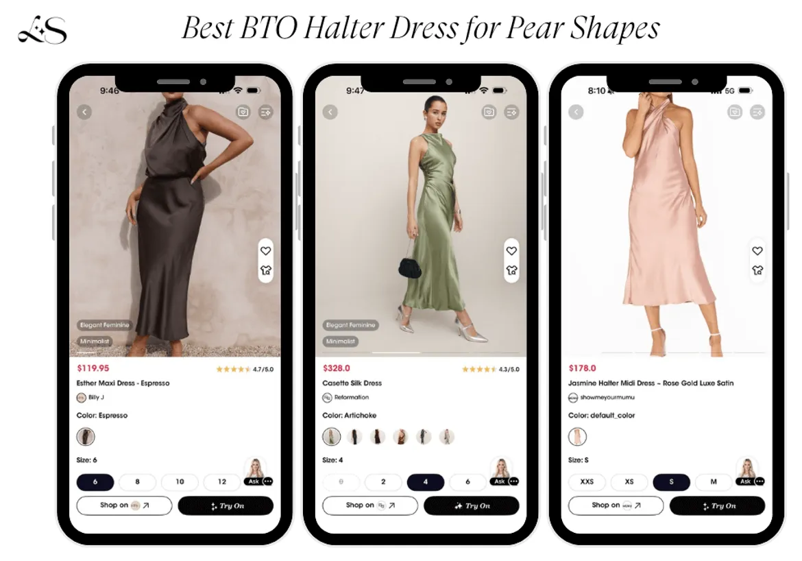 Satin halter maxi dresses for pear shaped women