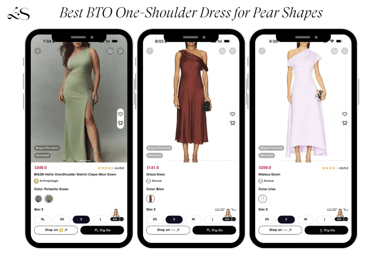 One-shoulder formal gowns for pear body figures