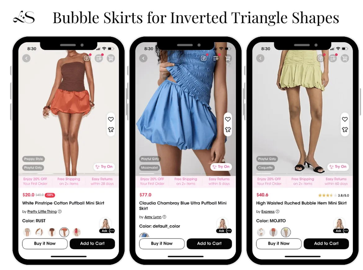 Bubble Skirts for Inverted Triangle Body Shapes
