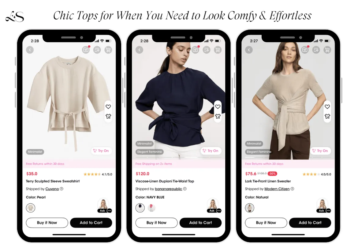 Chic tie-waist tops in neutral tones