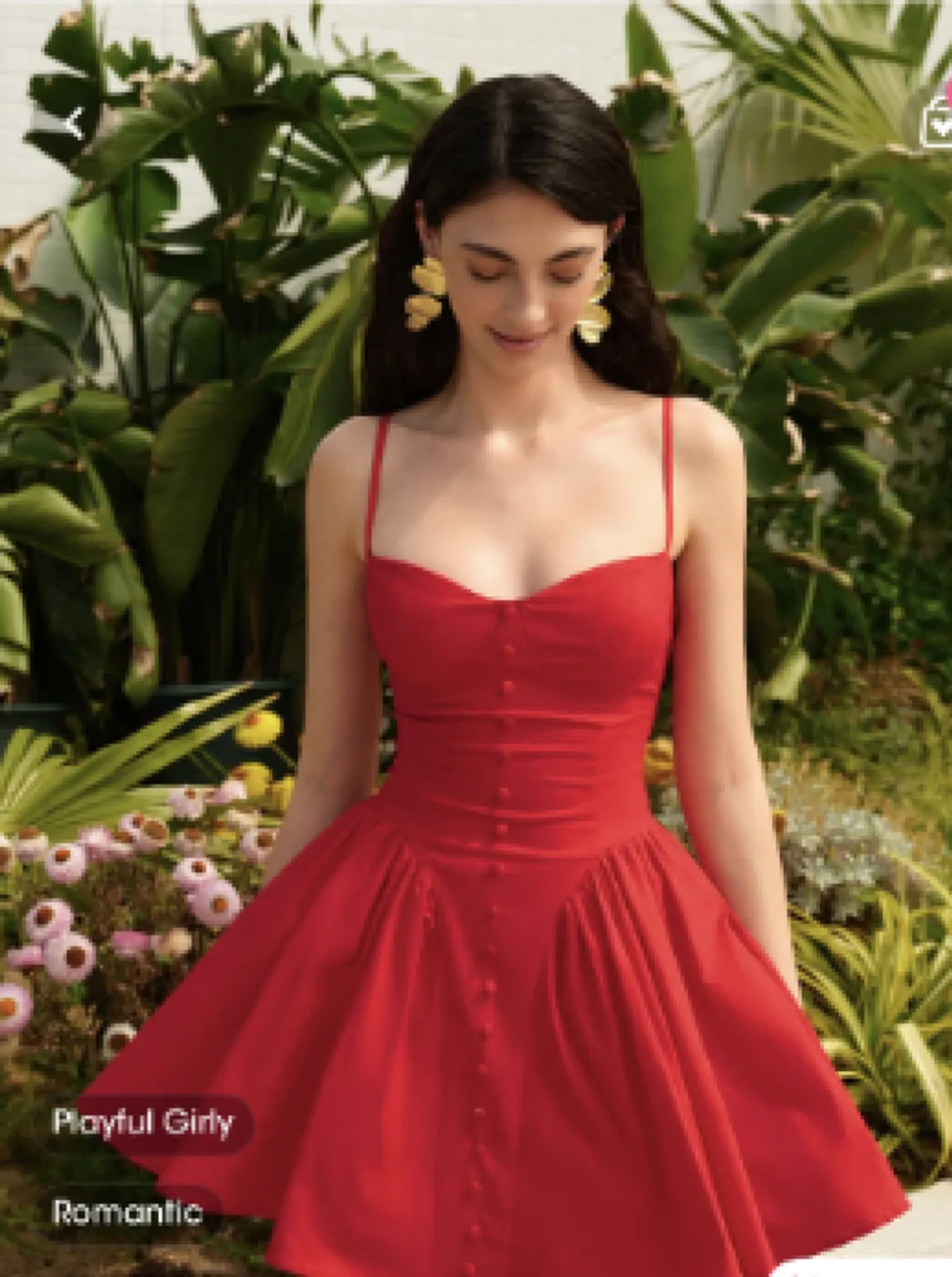 Red lace-up cami dress for romantic and playful style