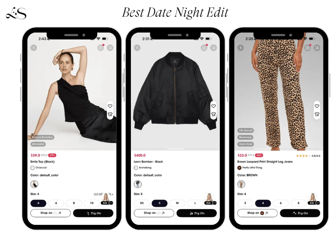 Leopard print jeans, black bomber, and one-shoulder top for evening