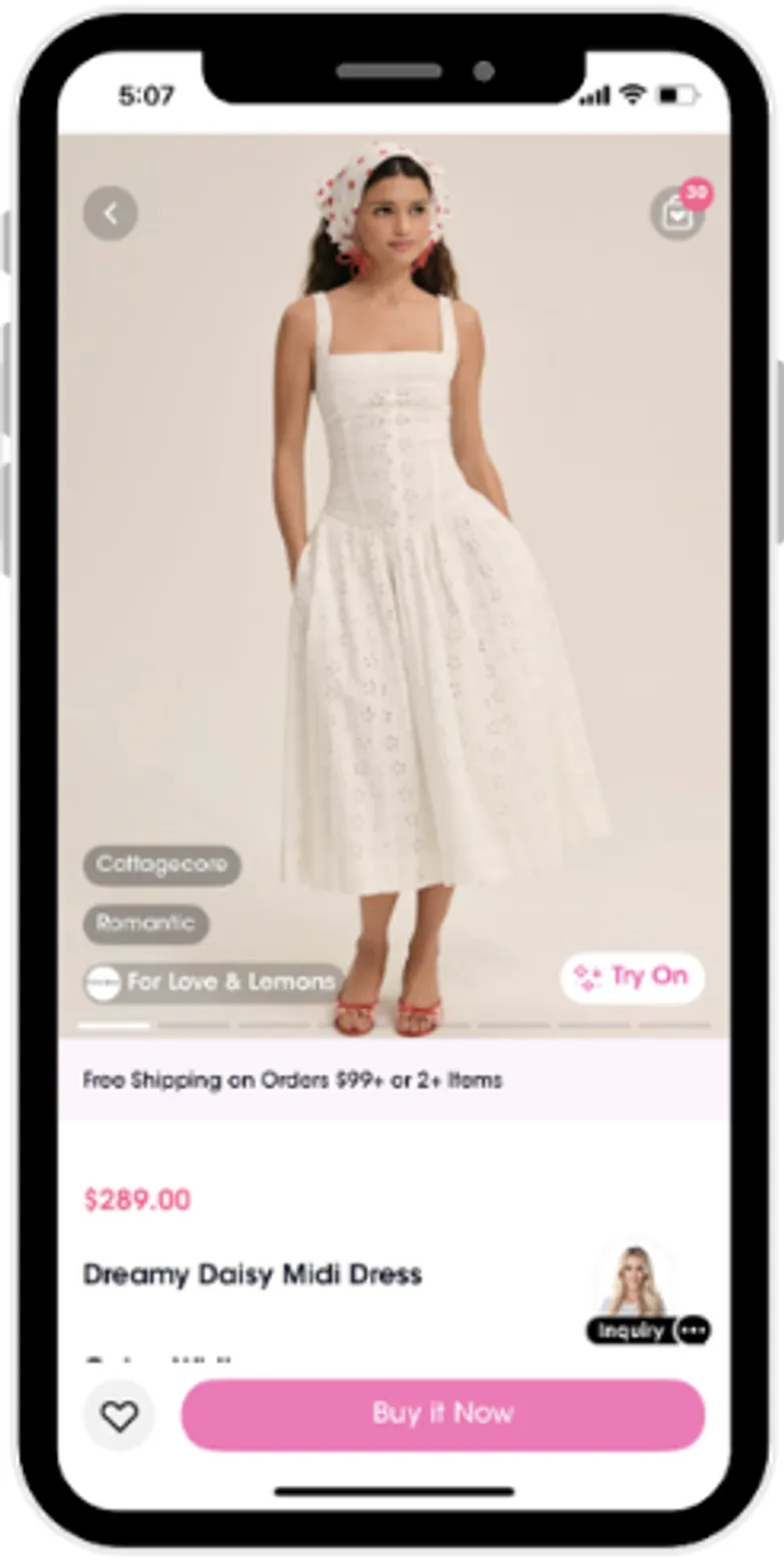 White eyelet midi dress in cottagecore style