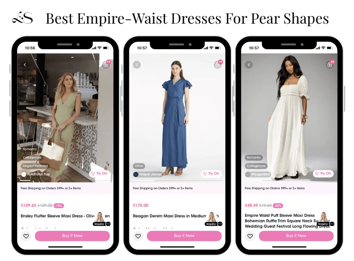 Empire-waist dresses for pear-shaped body