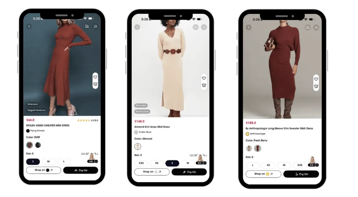 Knit midi dresses in rust, almond, and berry for fall