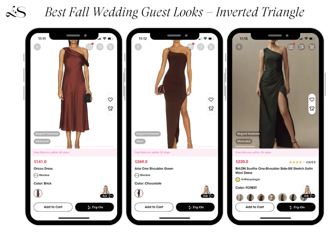 Fall wedding guest dresses for inverted triangle shape