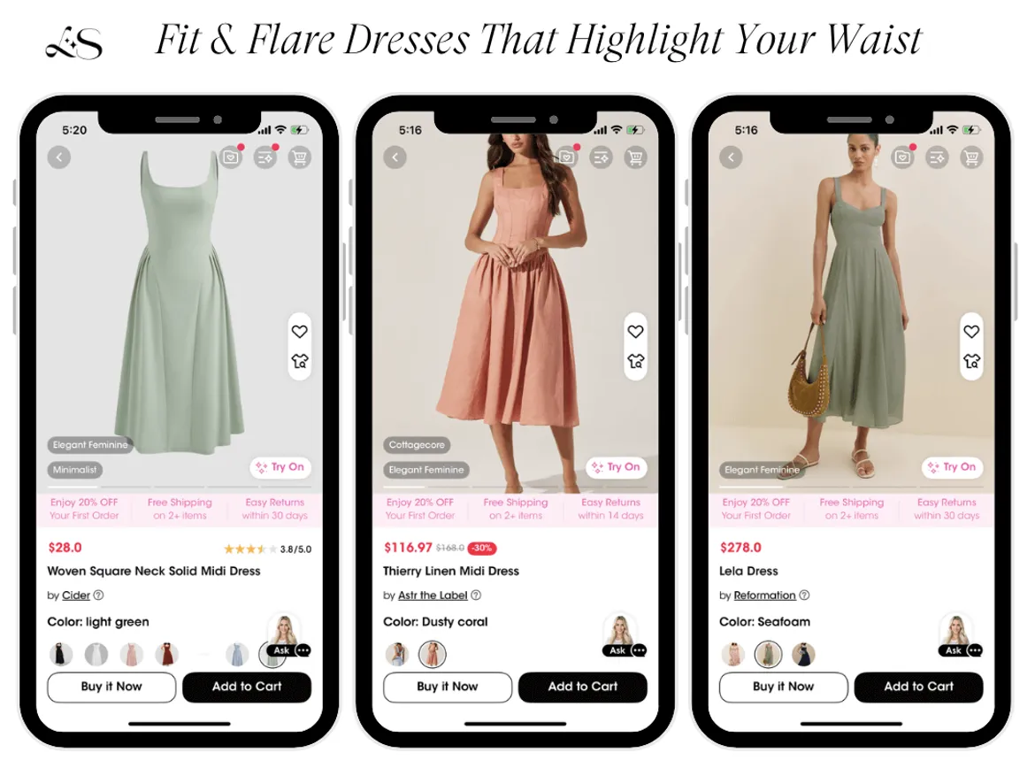 Fit and Flare Dresses to Highlight the Waist for Hourglass Bodies