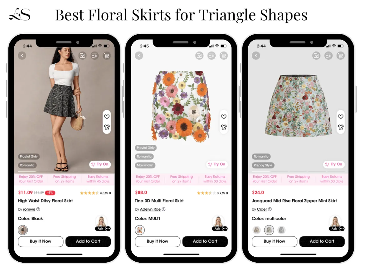 Best floral skirts for triangle shapes