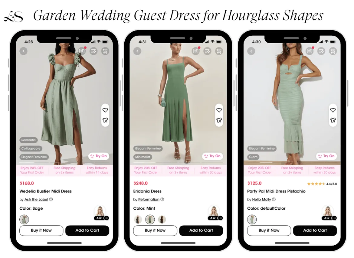 Garden wedding guest dresses for hourglass body shape 2025