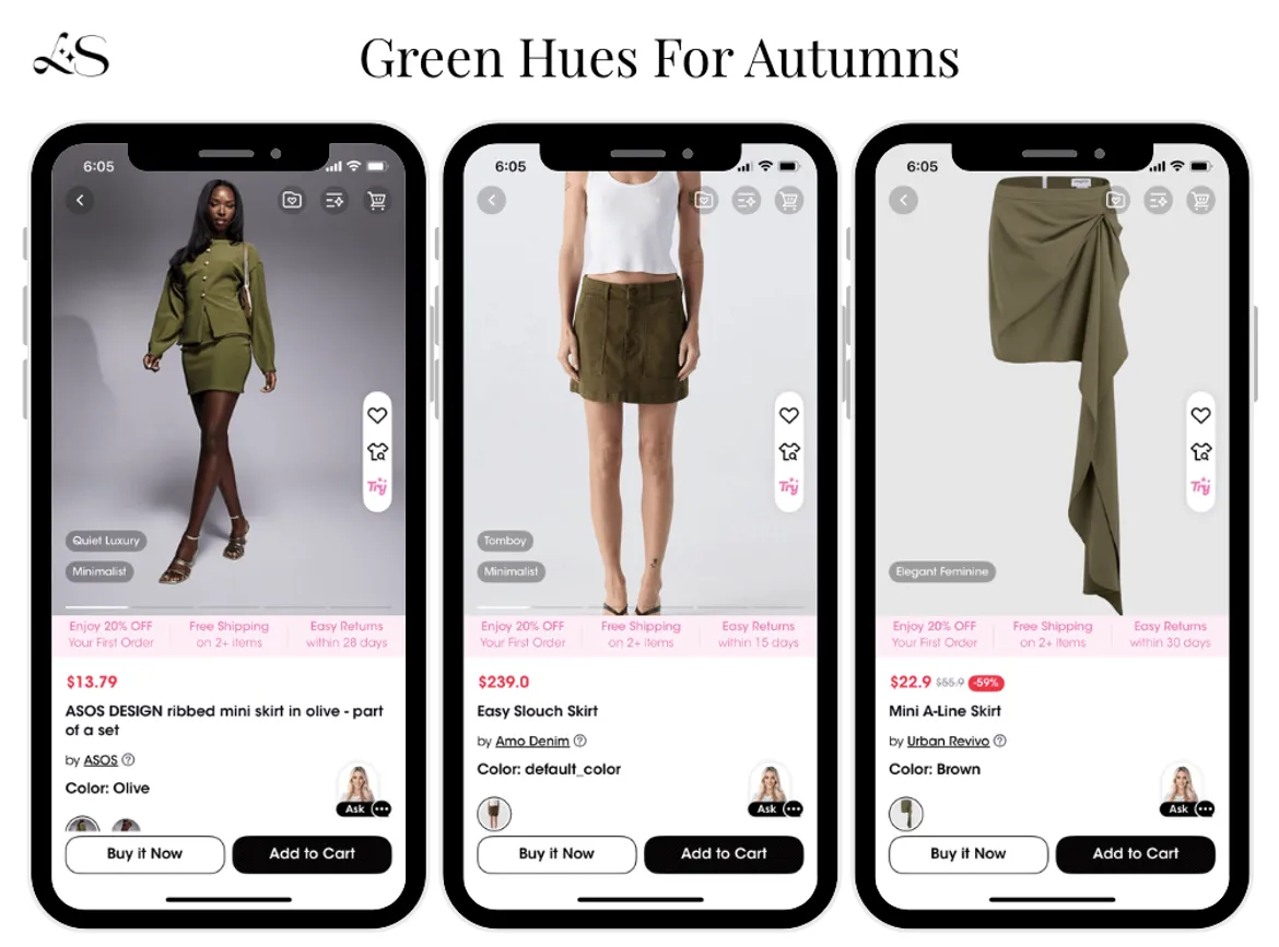 Olive green skirt options for Autumn palette