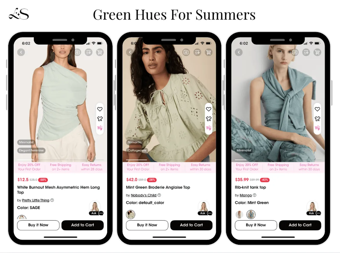Mint and sage green color ideas for Summer types