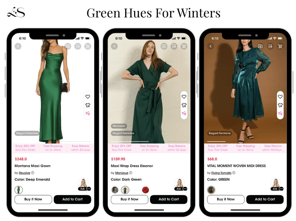 Deep emerald green dresses for Winter wardrobe