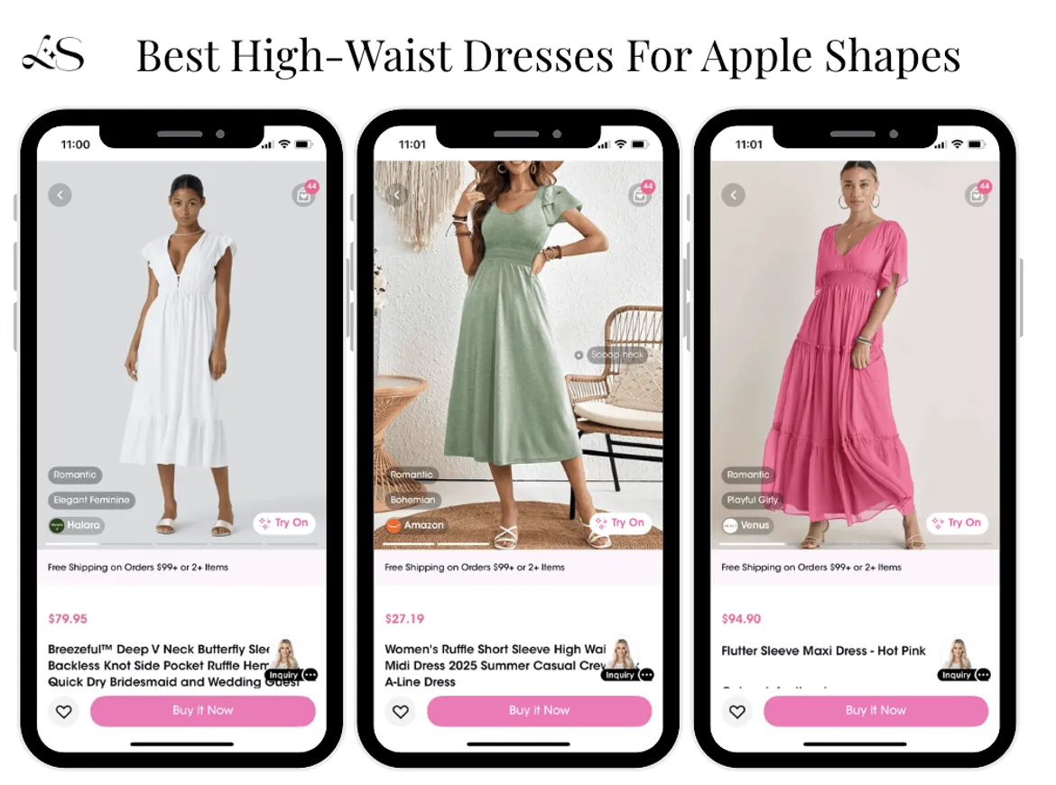 High-waist dresses for apple body shape