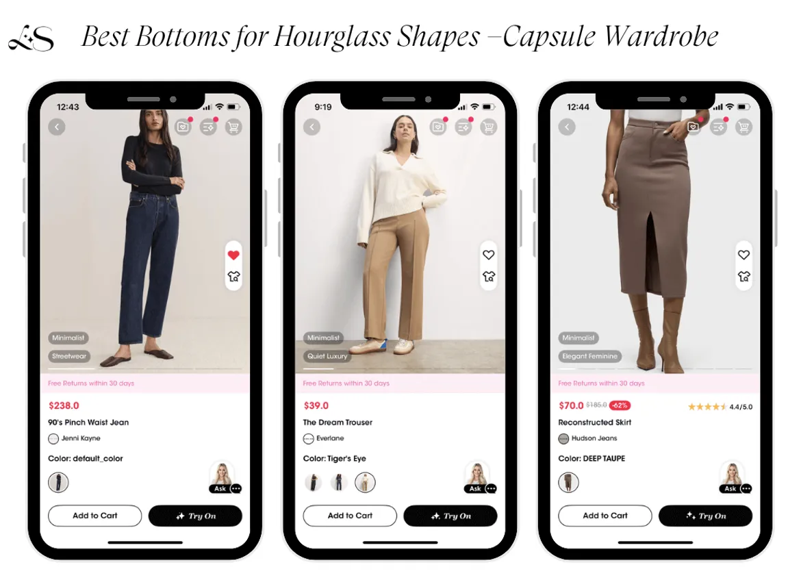 Best bottoms for hourglass capsule wardrobe on mobile