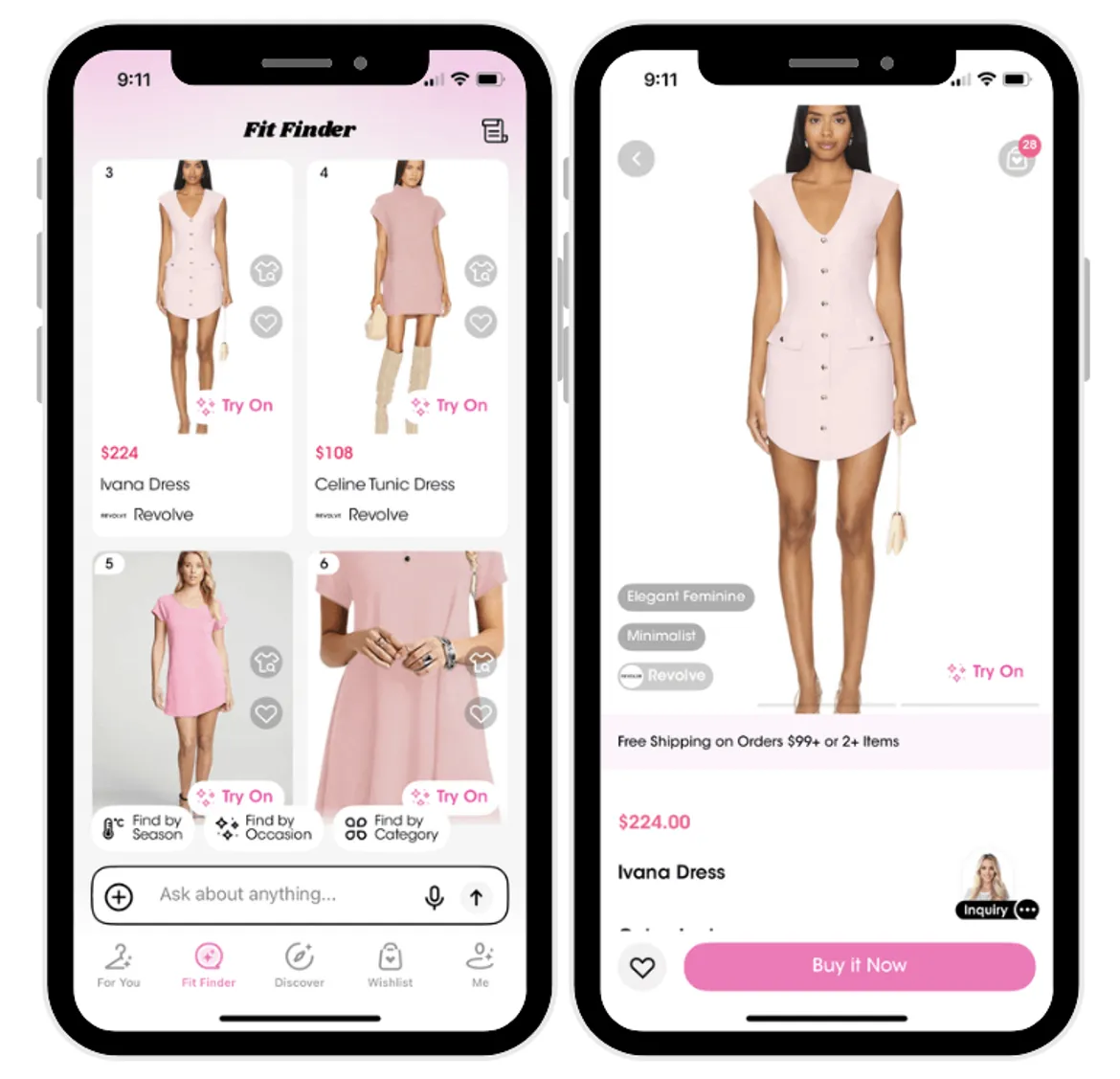 Ivana pink button-front mini dress from Revolve