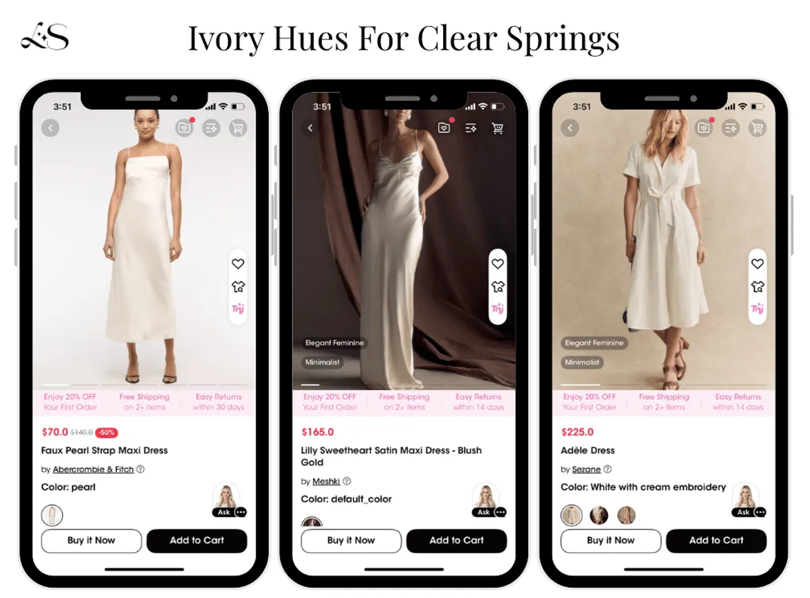 Ivory dresses for Clear Spring outfits