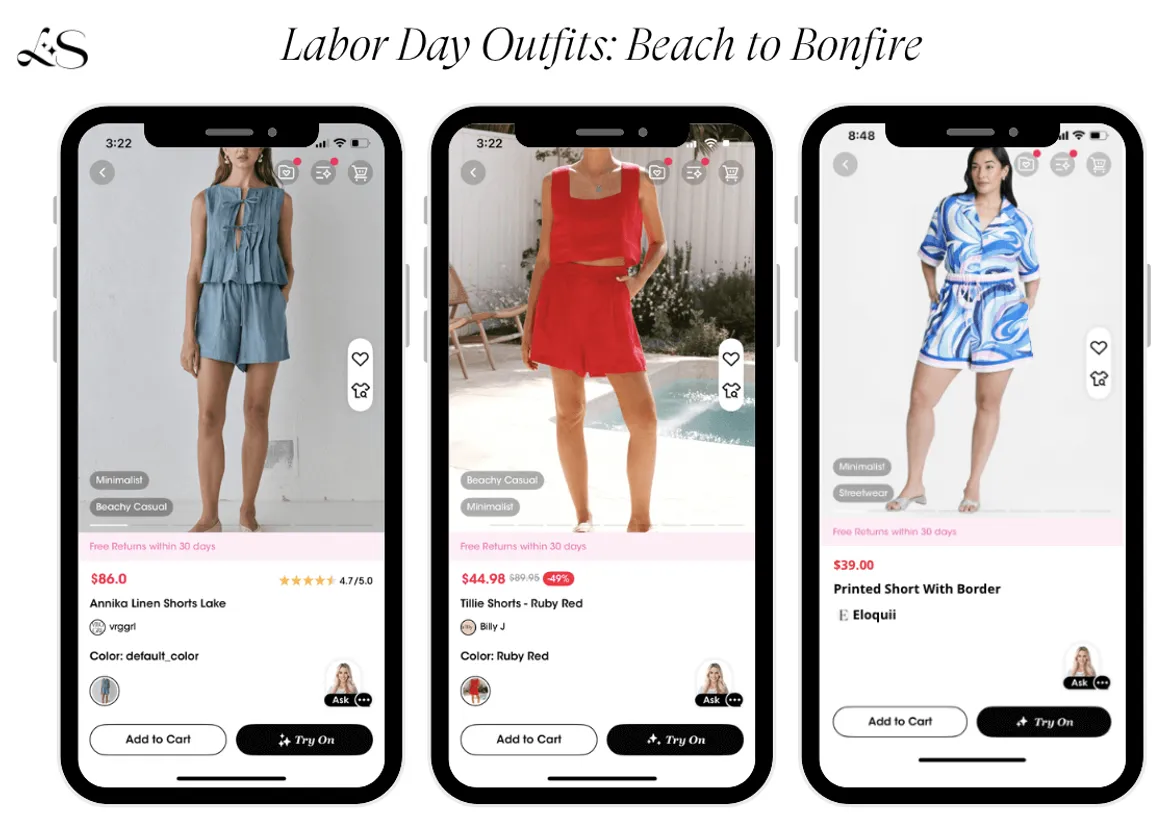 Labor Day beach to bonfire outfits with colorful and casual short sets