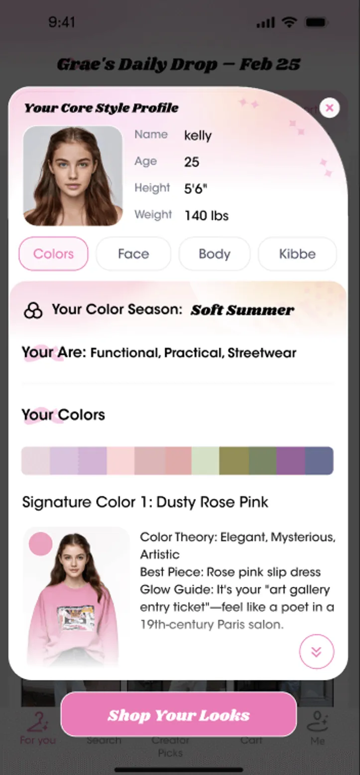 LookSky personal style profile example