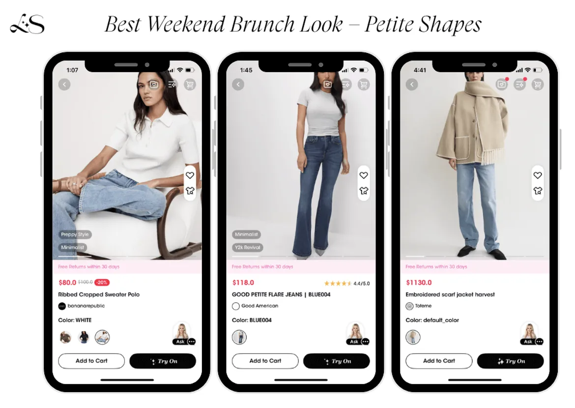 Petite-friendly brunch outfits with denim and knits
