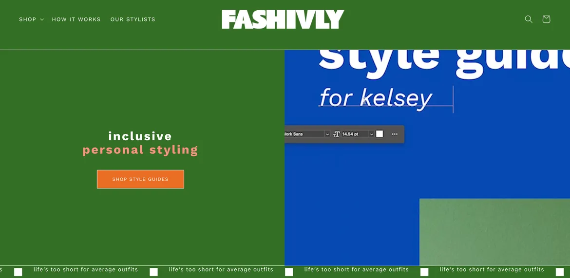 Fashivly homepage with personalized stylist consultations