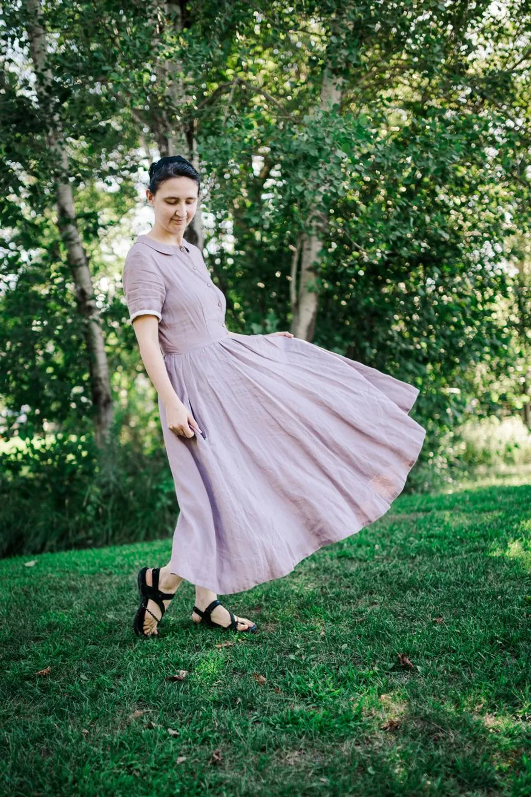 Eco-friendly linen dress representing sustainable fashion in 2024