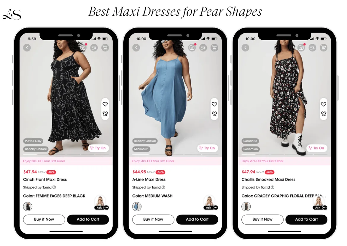Maxi dresses that suit pear shaped body types