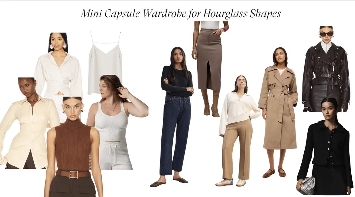 Mini capsule wardrobe overview for hourglass body shape