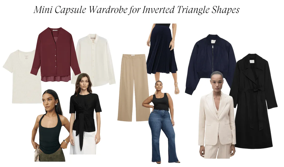 Mini Capsule Wardrobe for Inverted Triangle Shapes with Essential Clothing